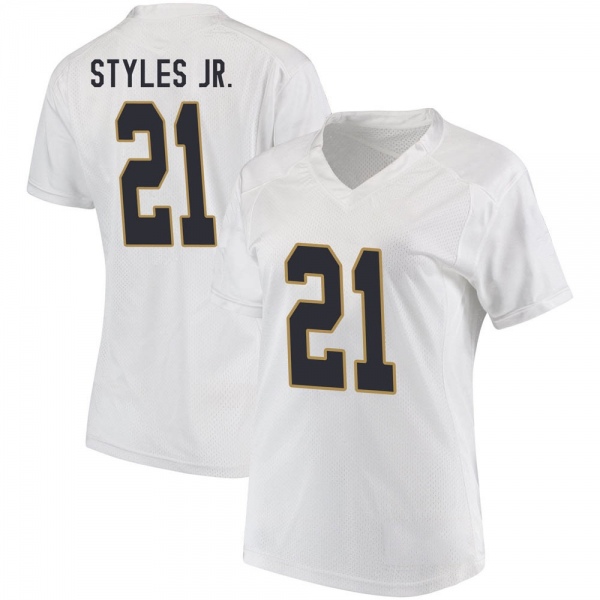 Lorenzo Styles Jr. Notre Dame Fighting Irish NCAA Women's #21 White Game College Stitched Football Jersey VWT6655IG